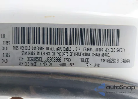 2018 Ram 2500 Tradesman 4X4 6'4 Box from USA, damaged, VIN 3C6UR5CL1JG303366